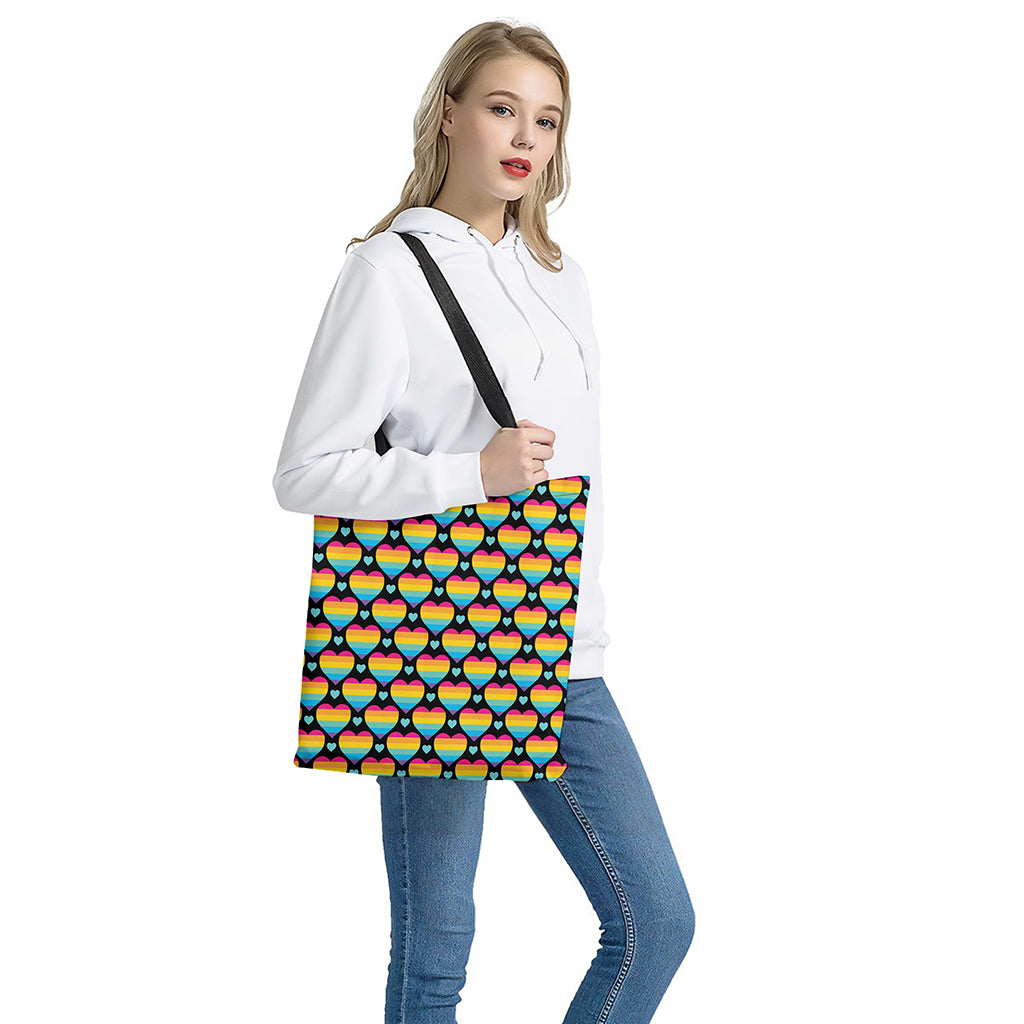 Rainbow LGBT Pride Heart Pattern Print Tote Bag