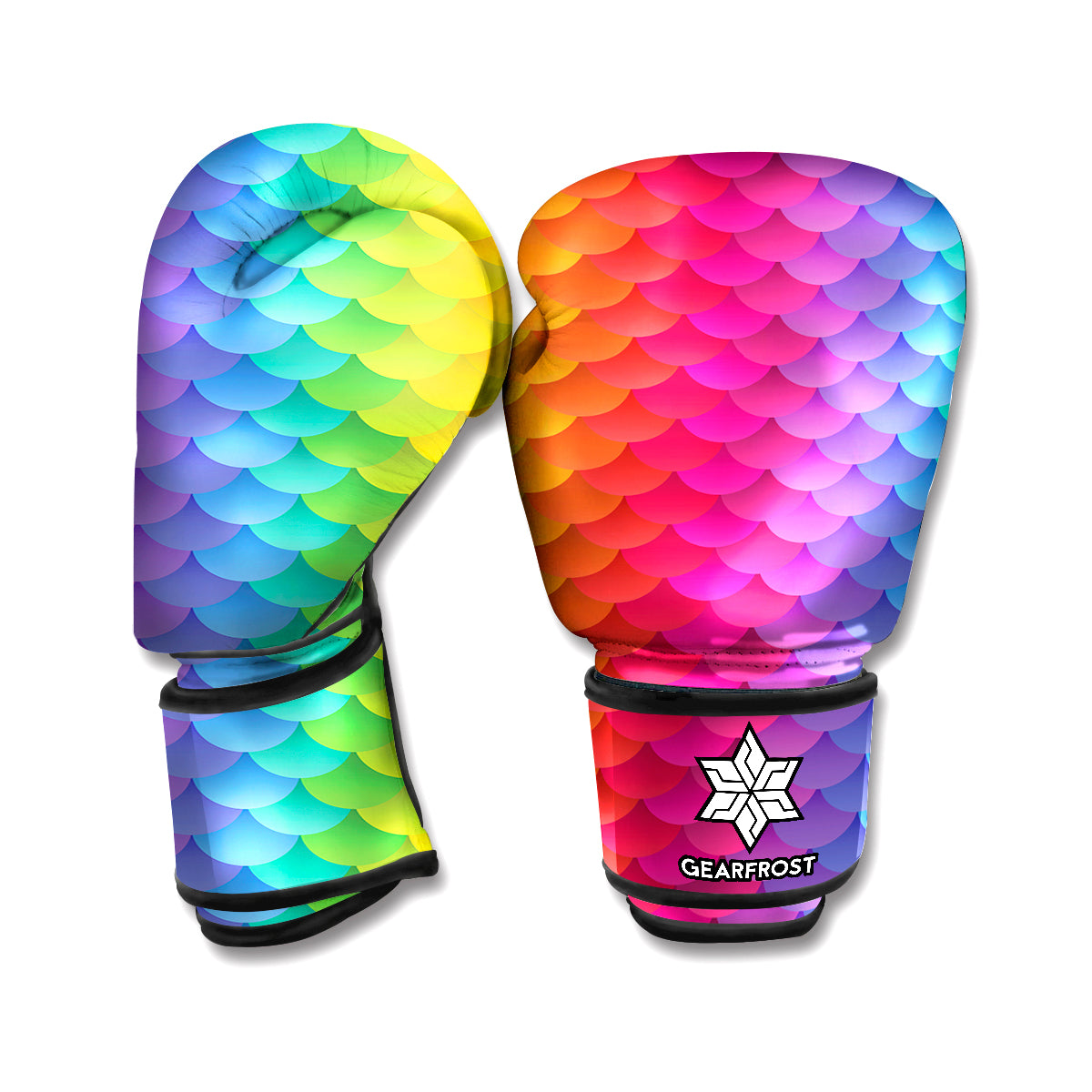 Rainbow Mermaid Scale Pattern Print Boxing Gloves