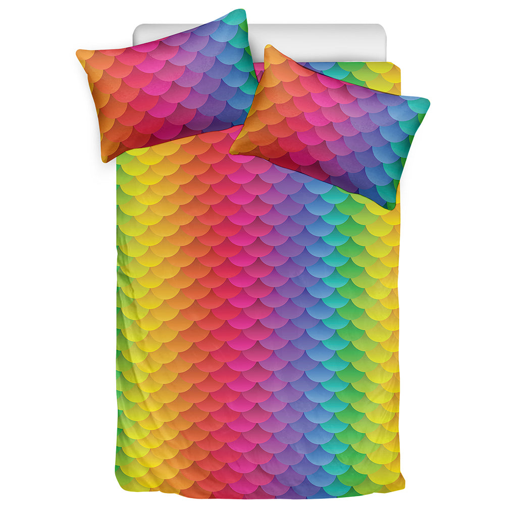 Rainbow Mermaid Scale Pattern Print Duvet Cover Bedding Set