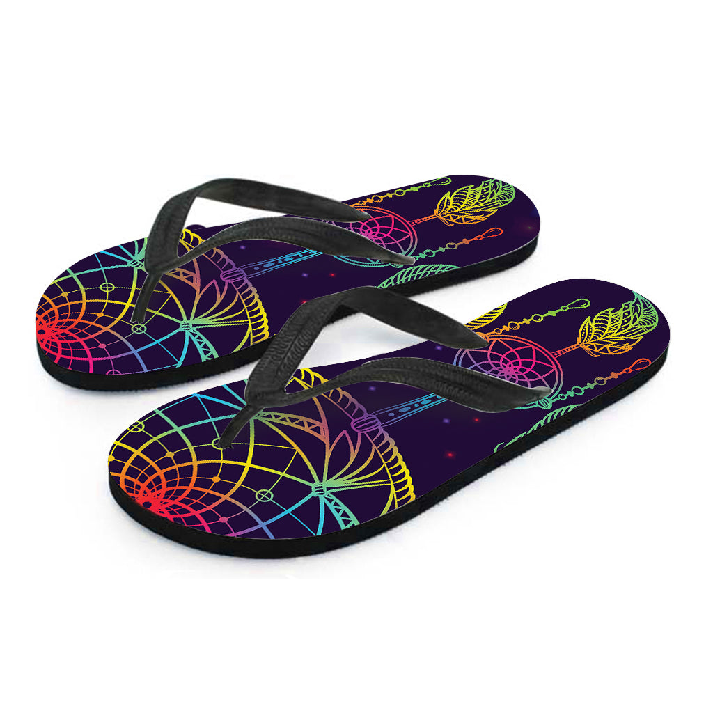 Rainbow Native Dream Catcher Print Flip Flops