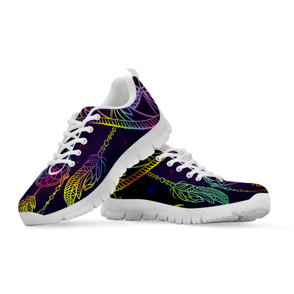 Rainbow Native Dream Catcher Print White Sneakers