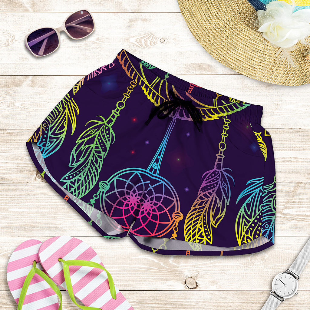 Rainbow Native Dream Catcher Print Women's Shorts