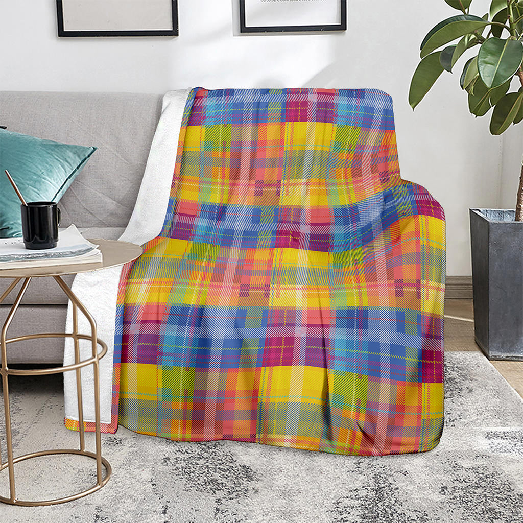 Rainbow Plaid Pattern Print Blanket