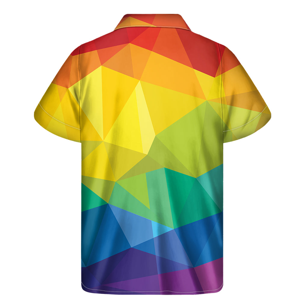 Rainbow Polygonal Geometric Print Men's Short Sleeve Shirt