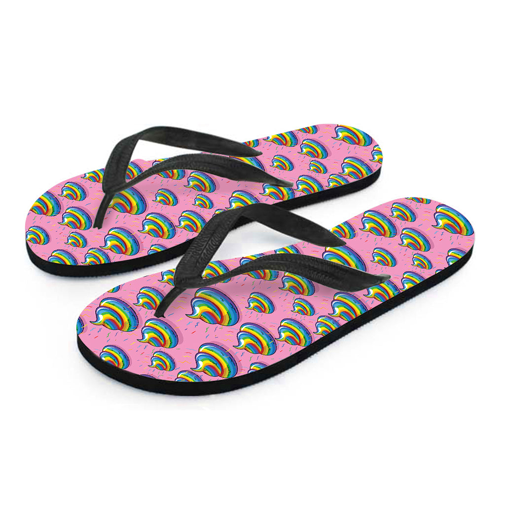 Rainbow Poop Pattern Print Flip Flops