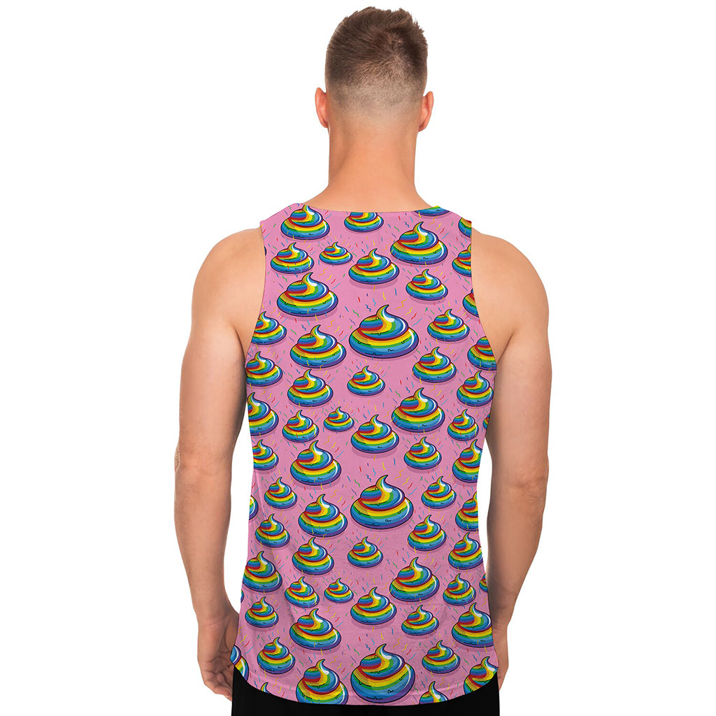 Rainbow Poop Pattern Print Men's Tank Top
