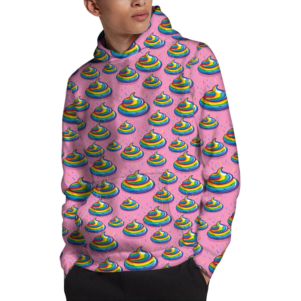 Rainbow Poop Pattern Print Pullover Hoodie