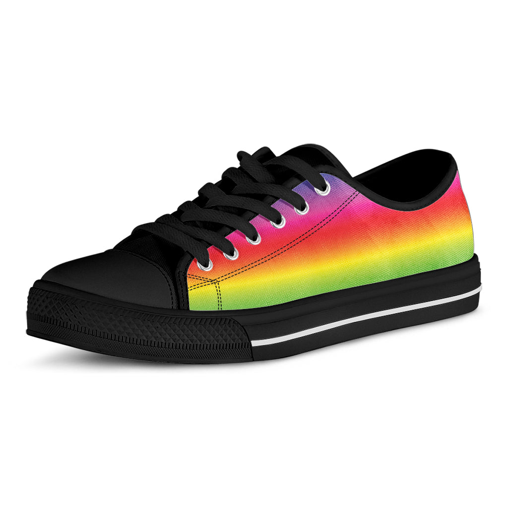 Rainbow Print Black Low Top Shoes