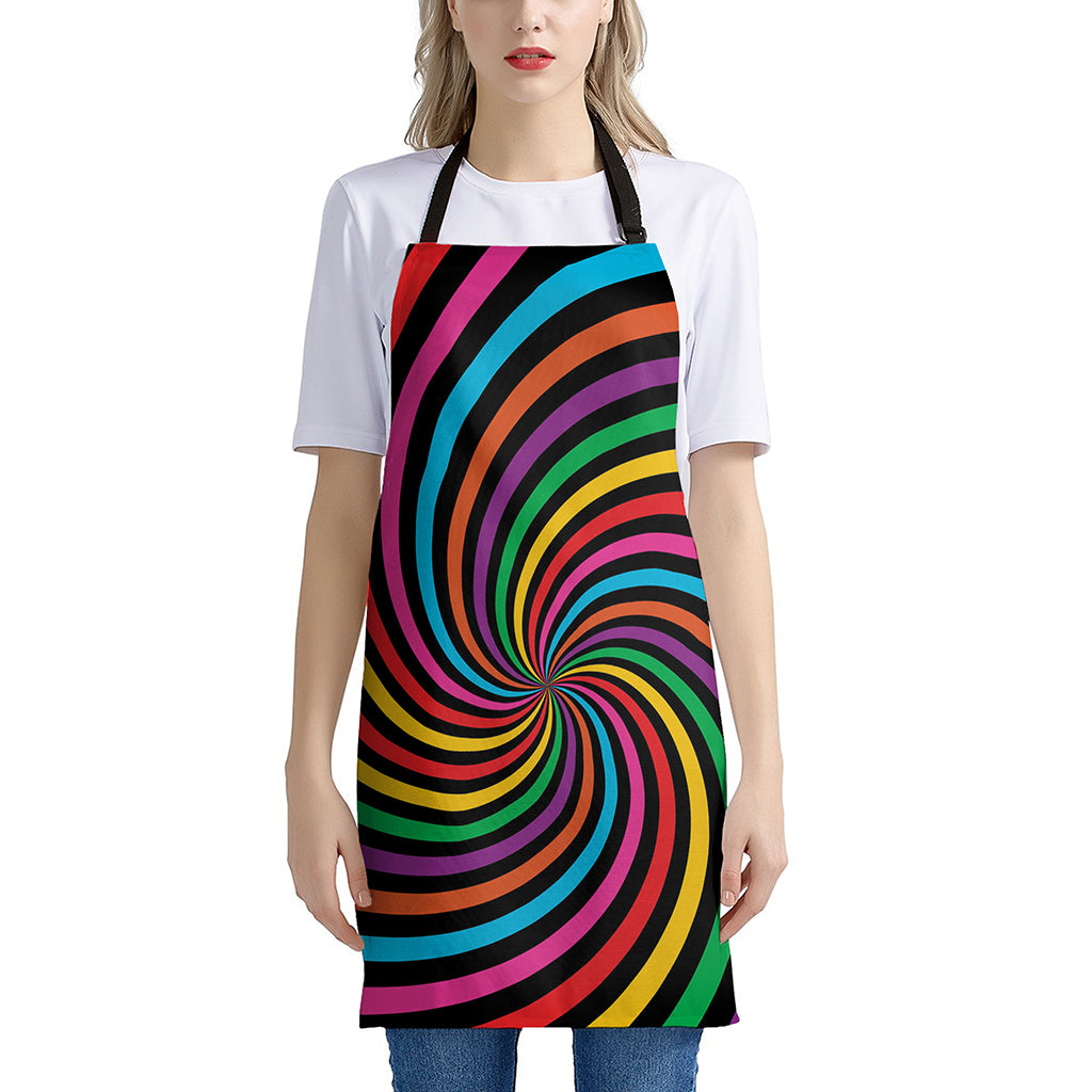 Rainbow Psychedelic Swirl Print Apron
