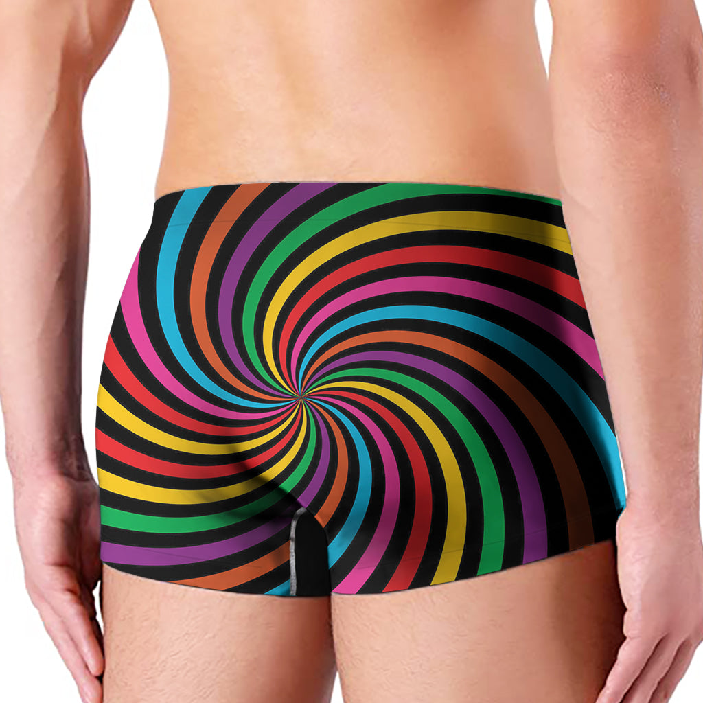 Rainbow Psychedelic Swirl Print Men's Boxer Briefs