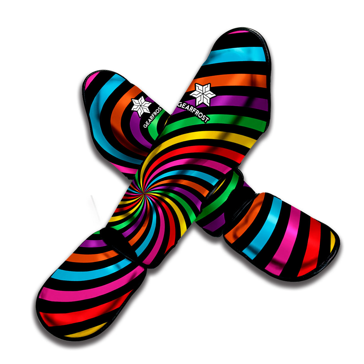 Rainbow Psychedelic Swirl Print Muay Thai Shin Guard