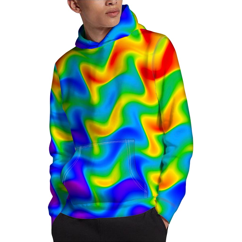 Rainbow Psychedelic Trippy Print Pullover Hoodie