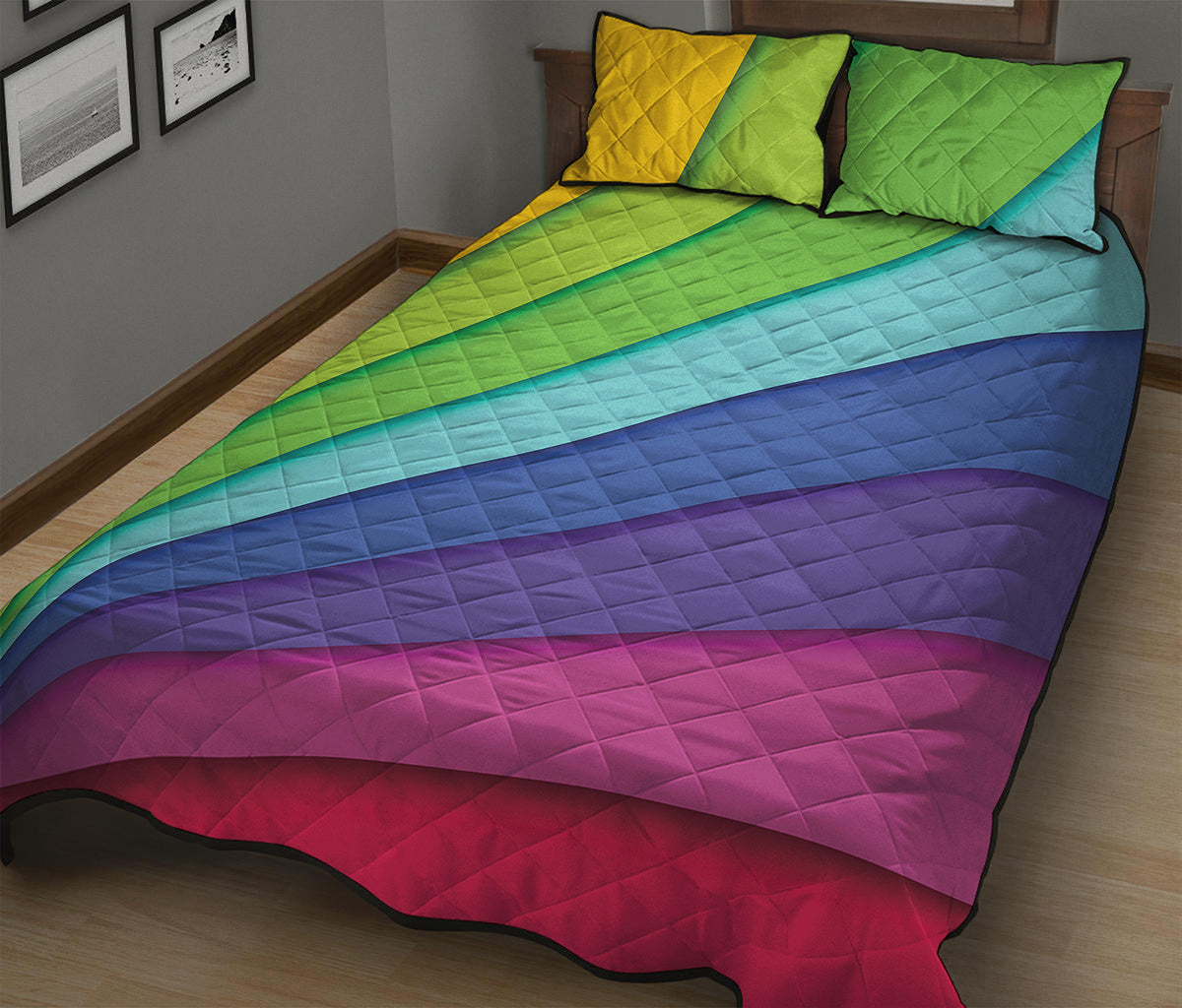 Rainbow Shades Print Quilt Bed Set