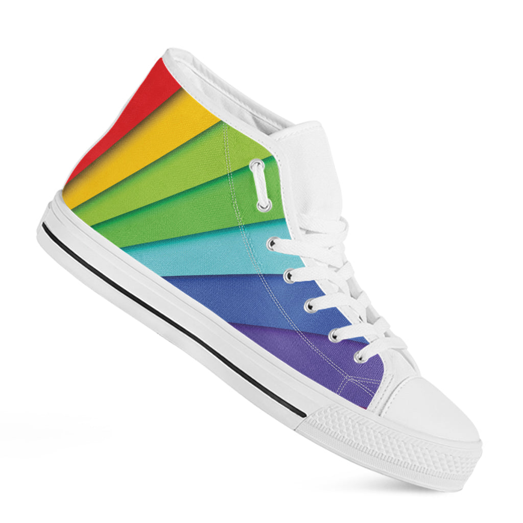 Rainbow Shades Print White High Top Shoes