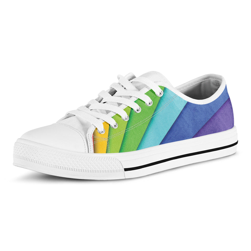 Rainbow Shades Print White Low Top Shoes