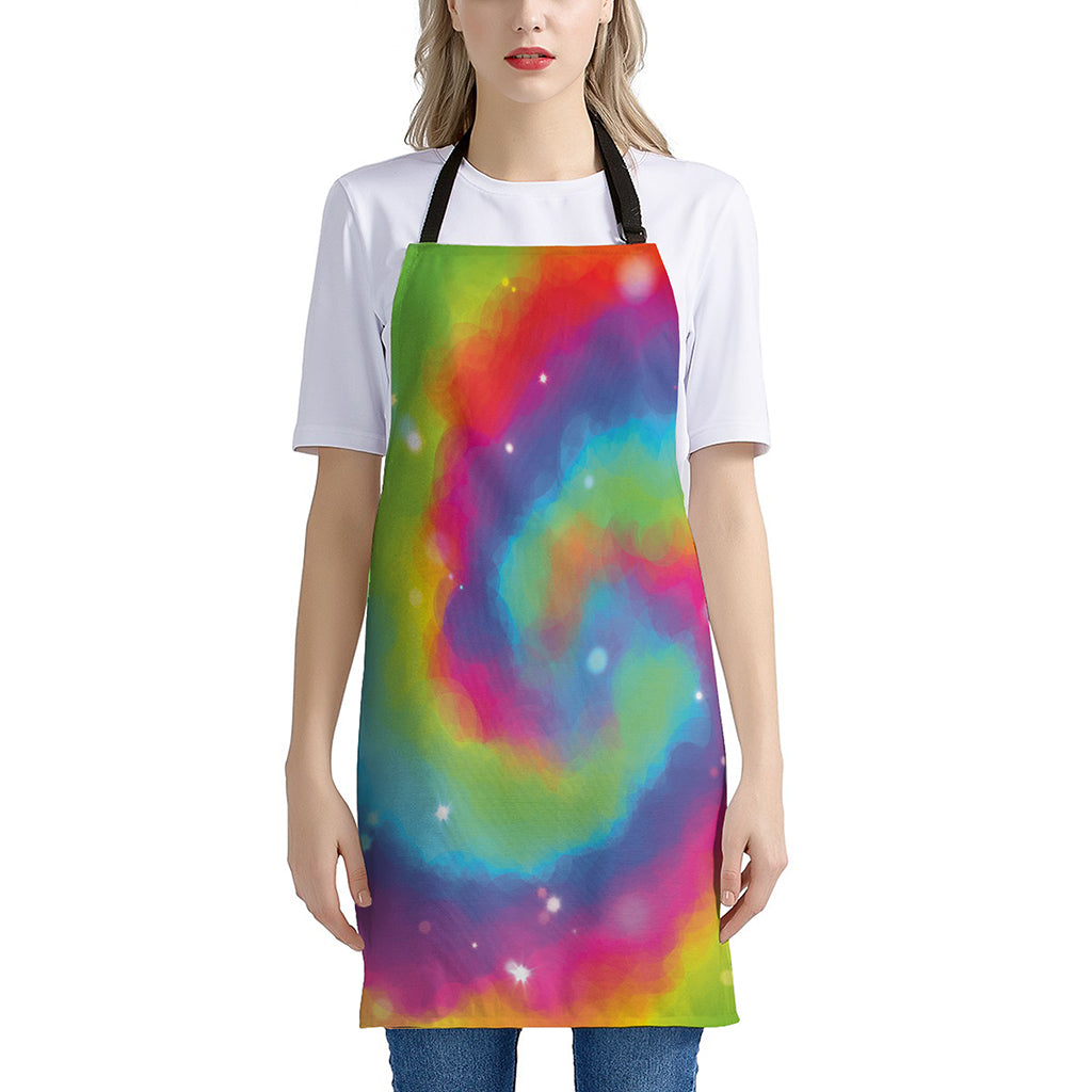 Rainbow Spiral Tie Dye Print Apron