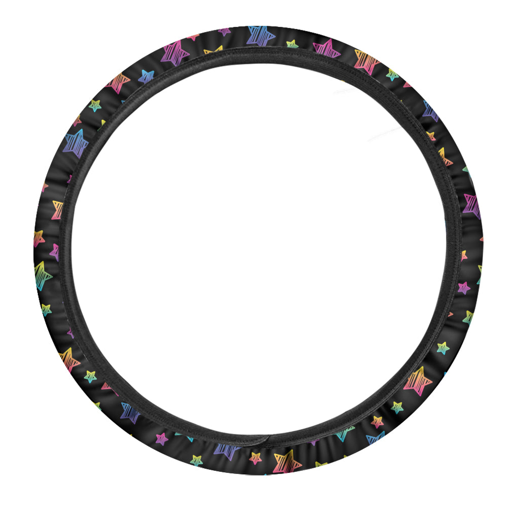 Rainbow Stars Pattern Print Car Steering Wheel Cover