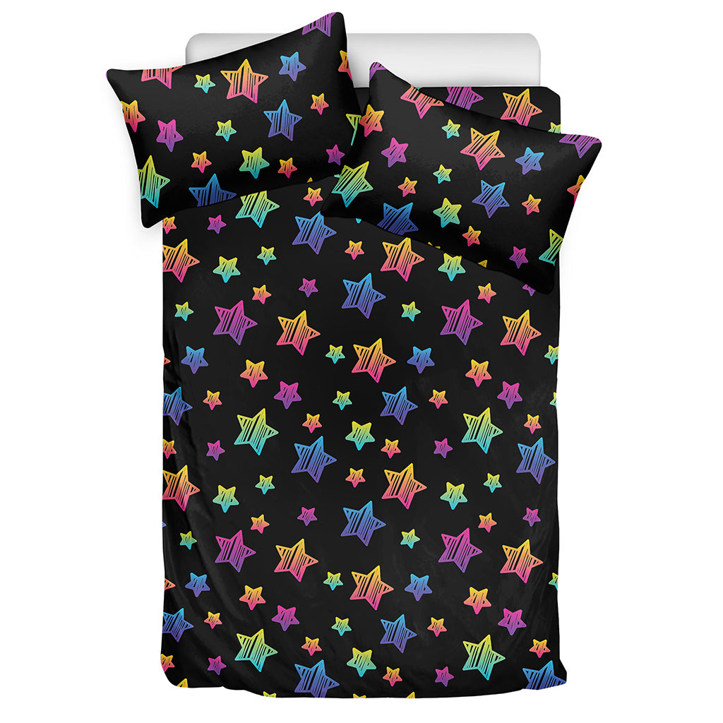 Rainbow Stars Pattern Print Duvet Cover Bedding Set