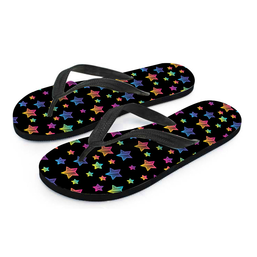 Rainbow Stars Pattern Print Flip Flops