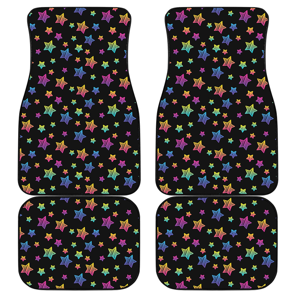 Rainbow Stars Pattern Print Front and Back Car Floor Mats