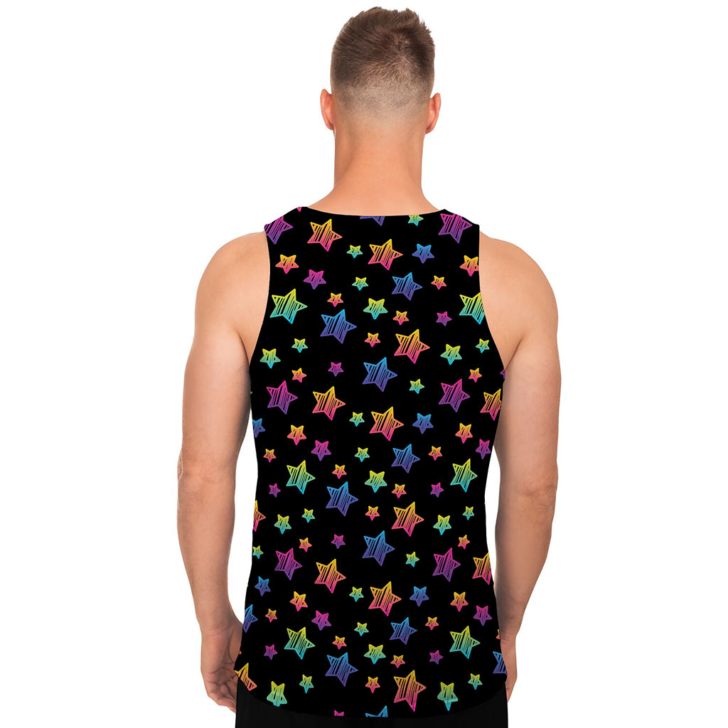 Rainbow Stars Pattern Print Men's Tank Top