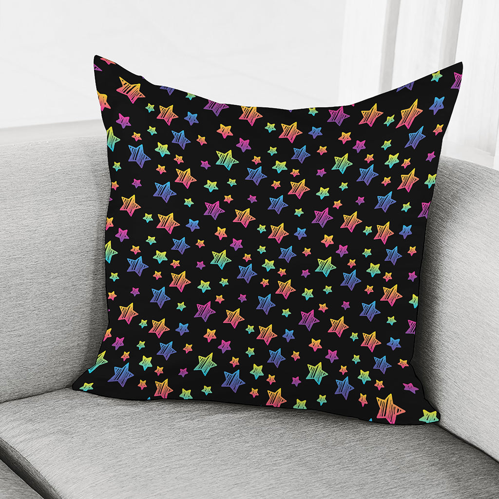 Rainbow Stars Pattern Print Pillow Cover