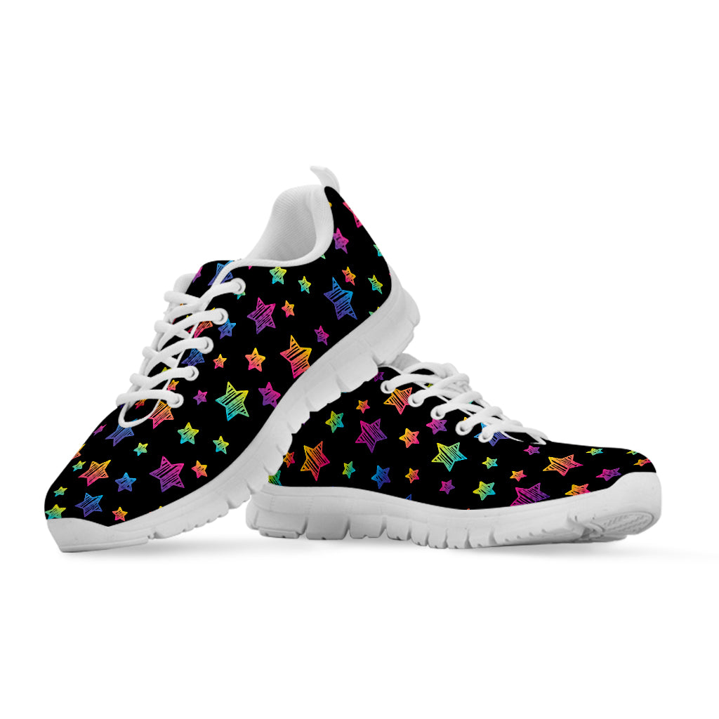 Rainbow Stars Pattern Print White Sneakers