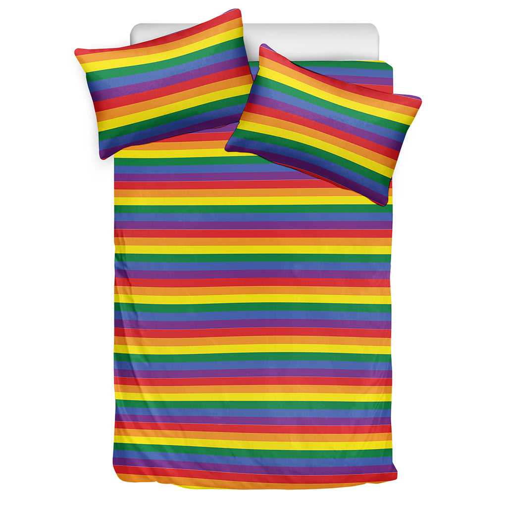 Rainbow Stripe Print Duvet Cover Bedding Set