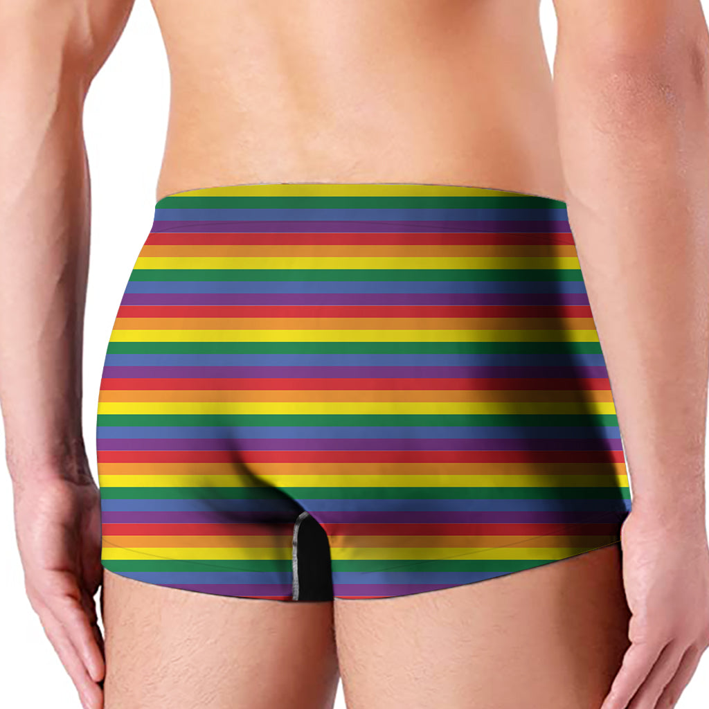 Rainbow Stripe Print Men's Boxer Briefs