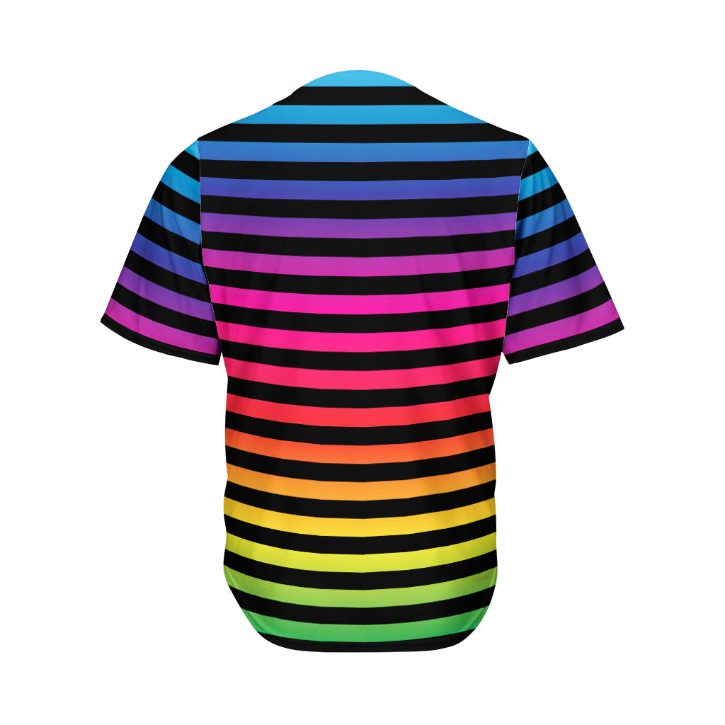 Rainbow Striped Pattern Print Men's Baseball Jersey