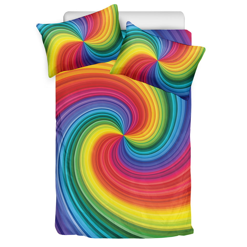 Rainbow Swirl Print Duvet Cover Bedding Set