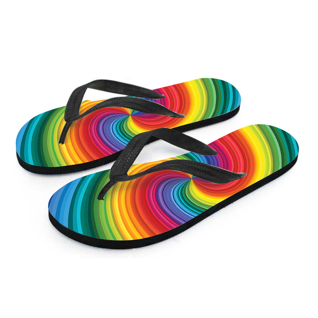 Rainbow Swirl Print Flip Flops