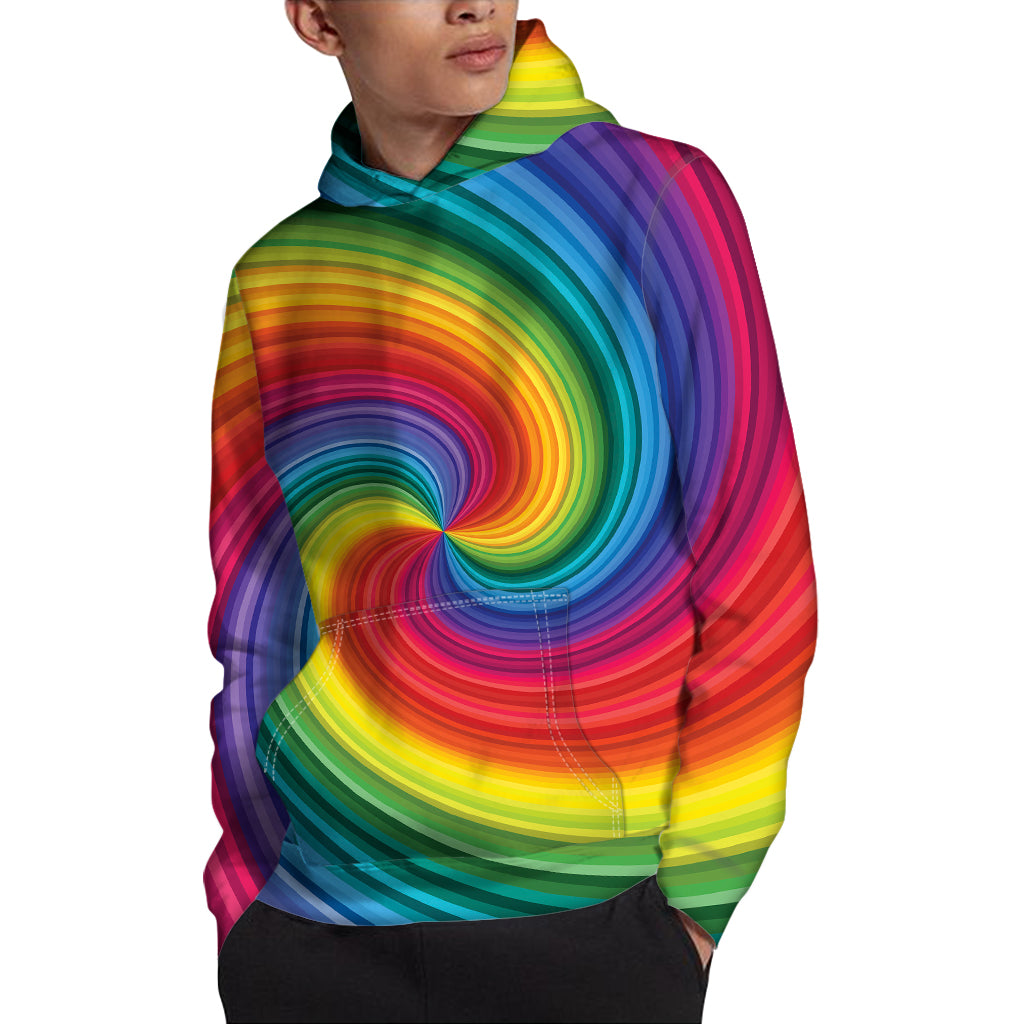 Rainbow Swirl Print Pullover Hoodie