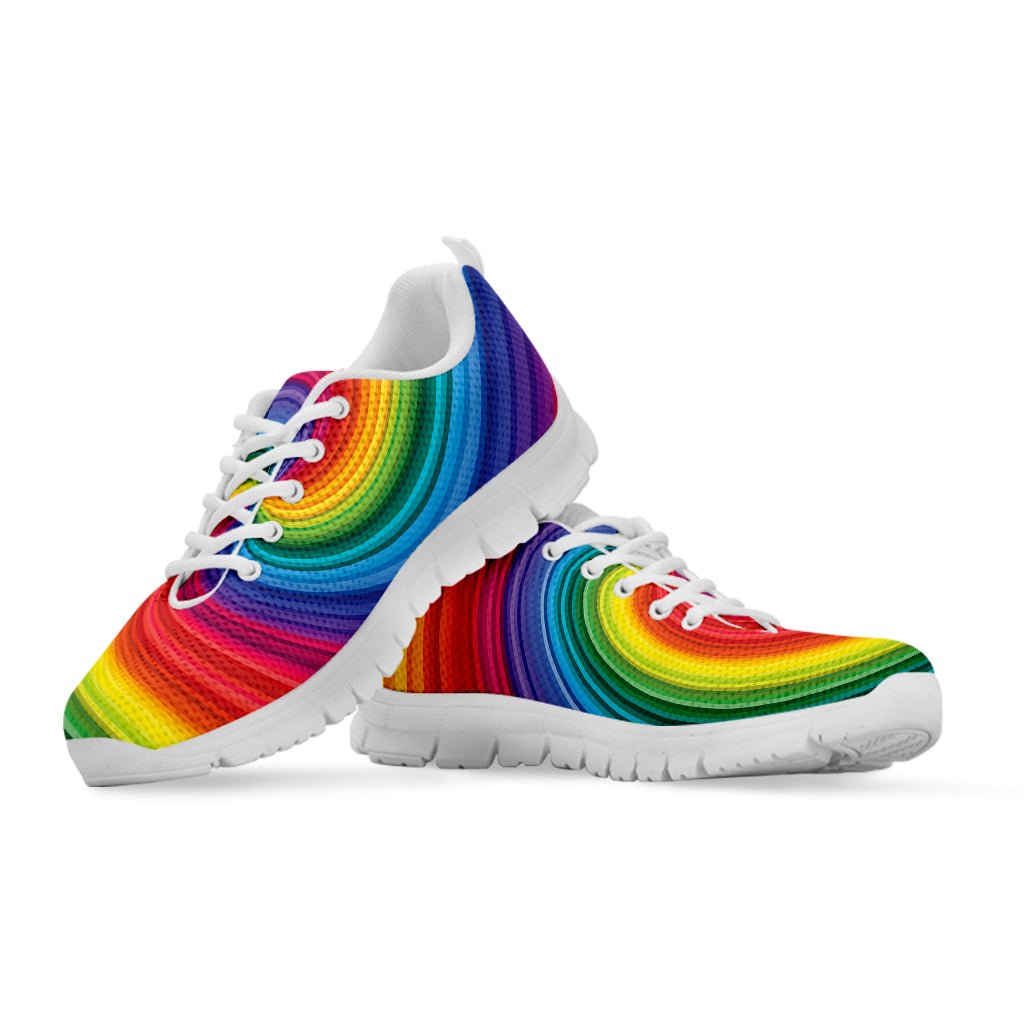 Rainbow Swirl Print White Sneakers