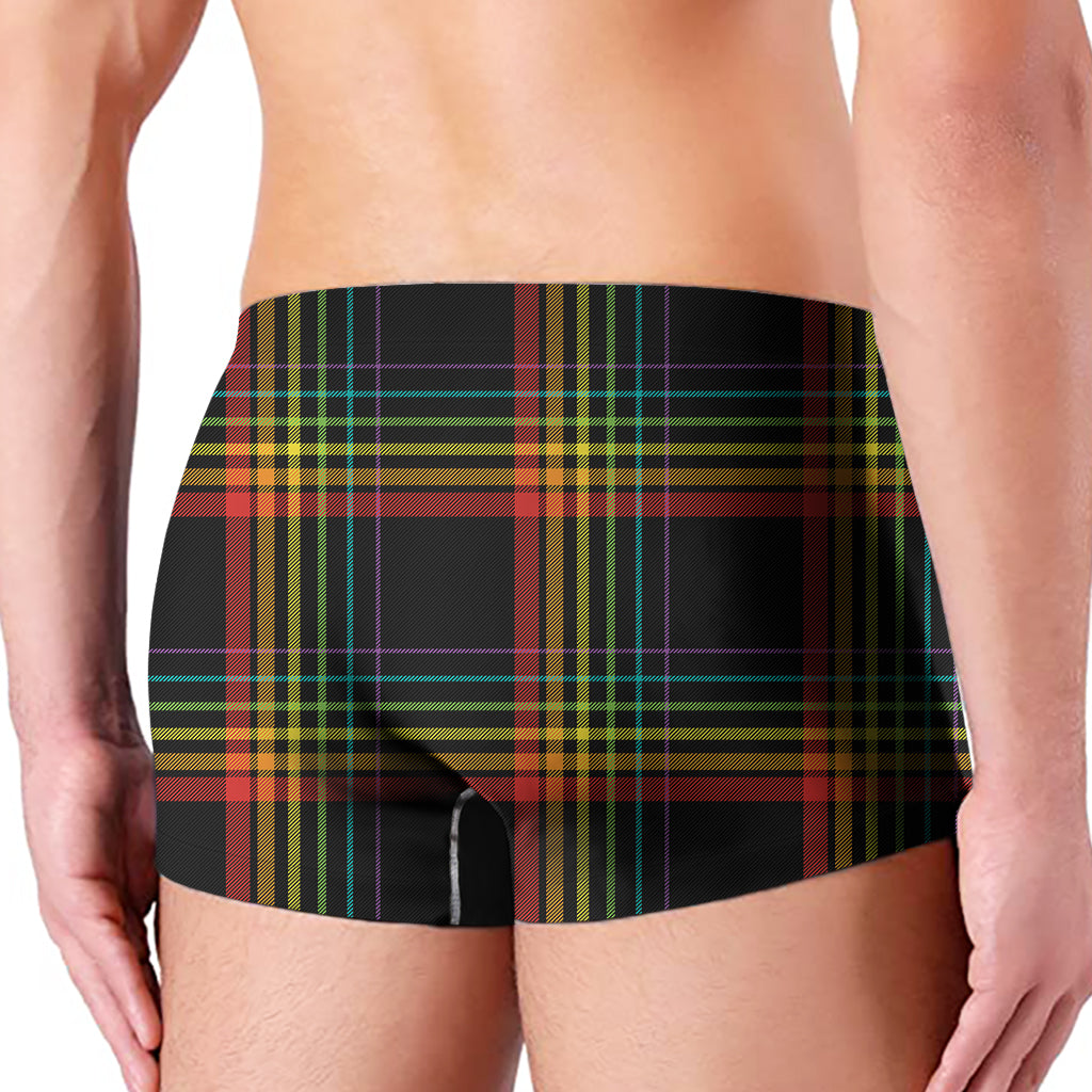 Rainbow Tartan Pattern Print Men's Boxer Briefs