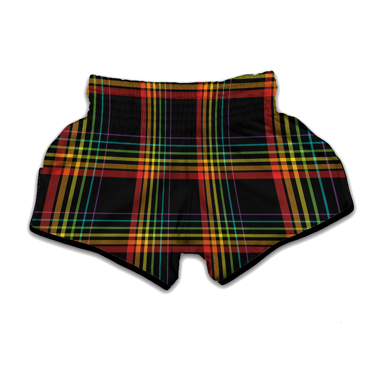 Rainbow Tartan Pattern Print Muay Thai Boxing Shorts