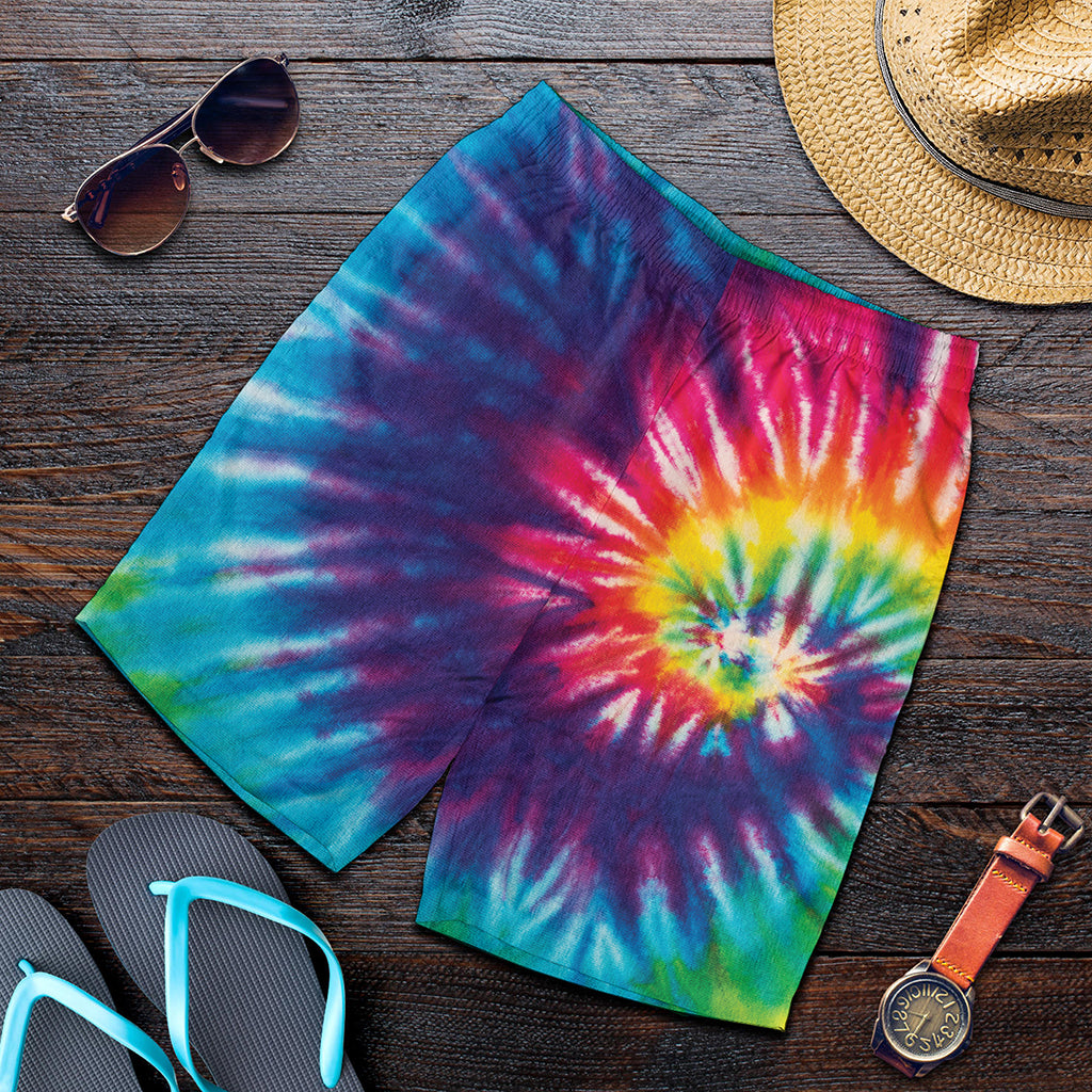Rainbow Tie Dye Print Men's Shorts