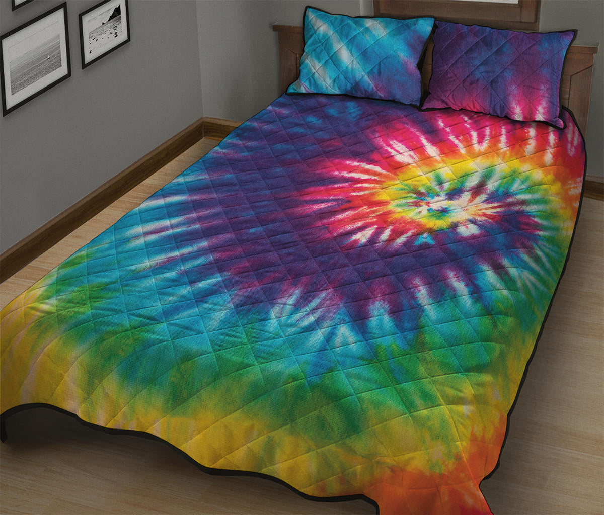 Rainbow Tie Dye Print Quilt Bed Set