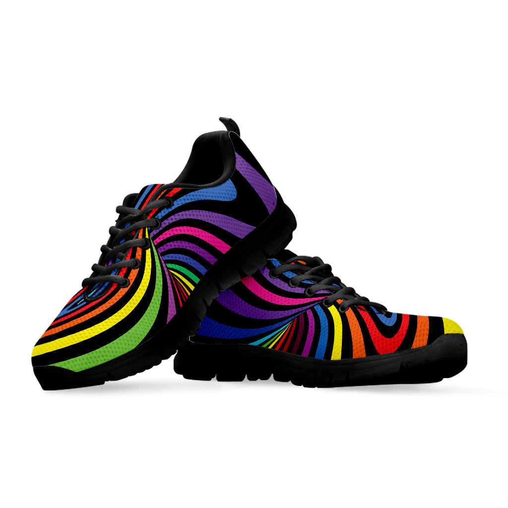 Rainbow Torus Psychedelic Print Black Sneakers