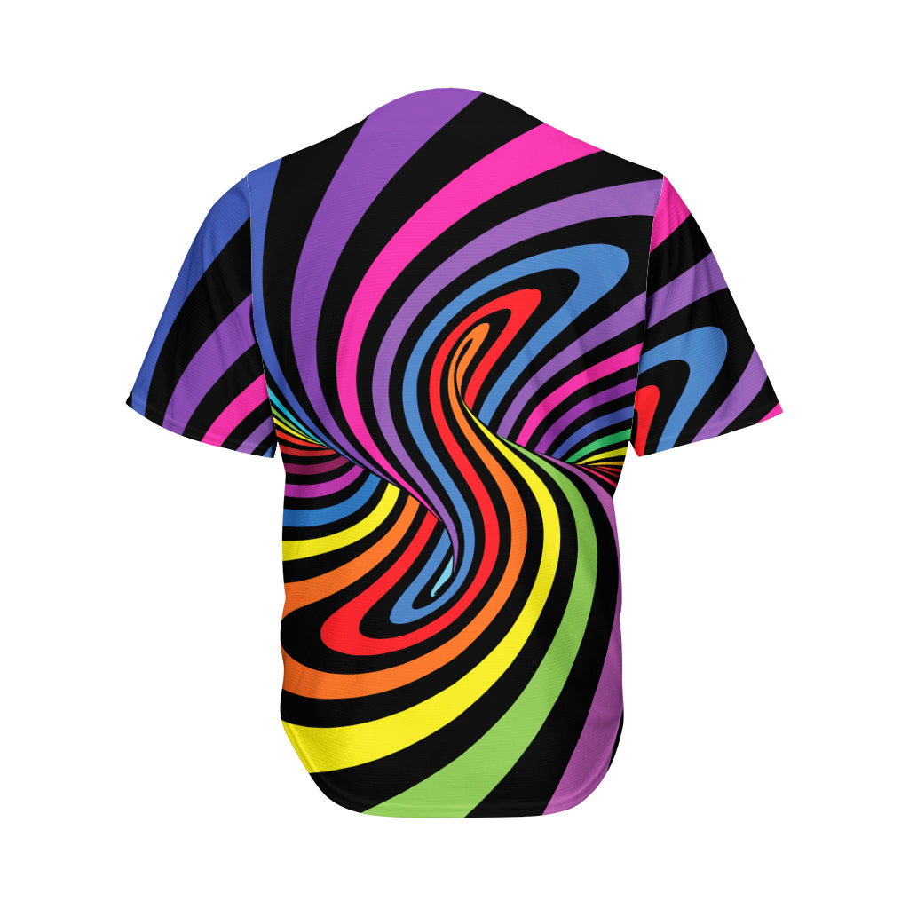 Rainbow Torus Psychedelic Print Men's Baseball Jersey