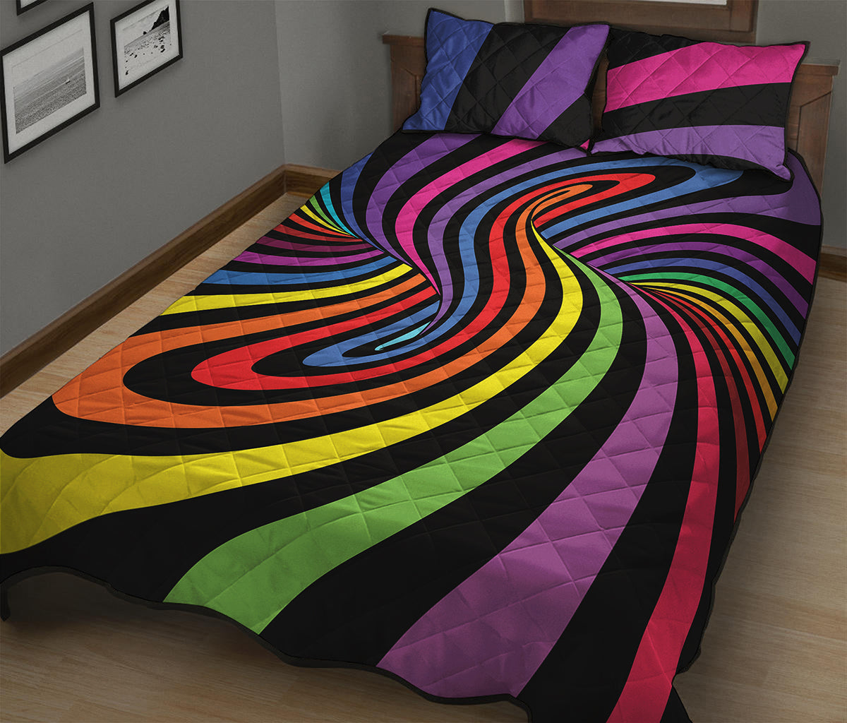 Rainbow Torus Psychedelic Print Quilt Bed Set