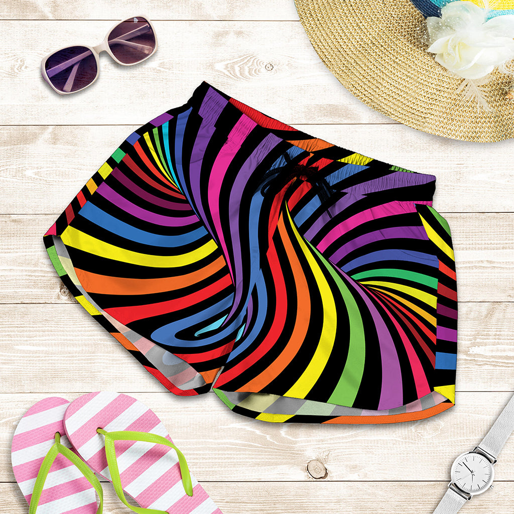 Rainbow Torus Psychedelic Print Women's Shorts
