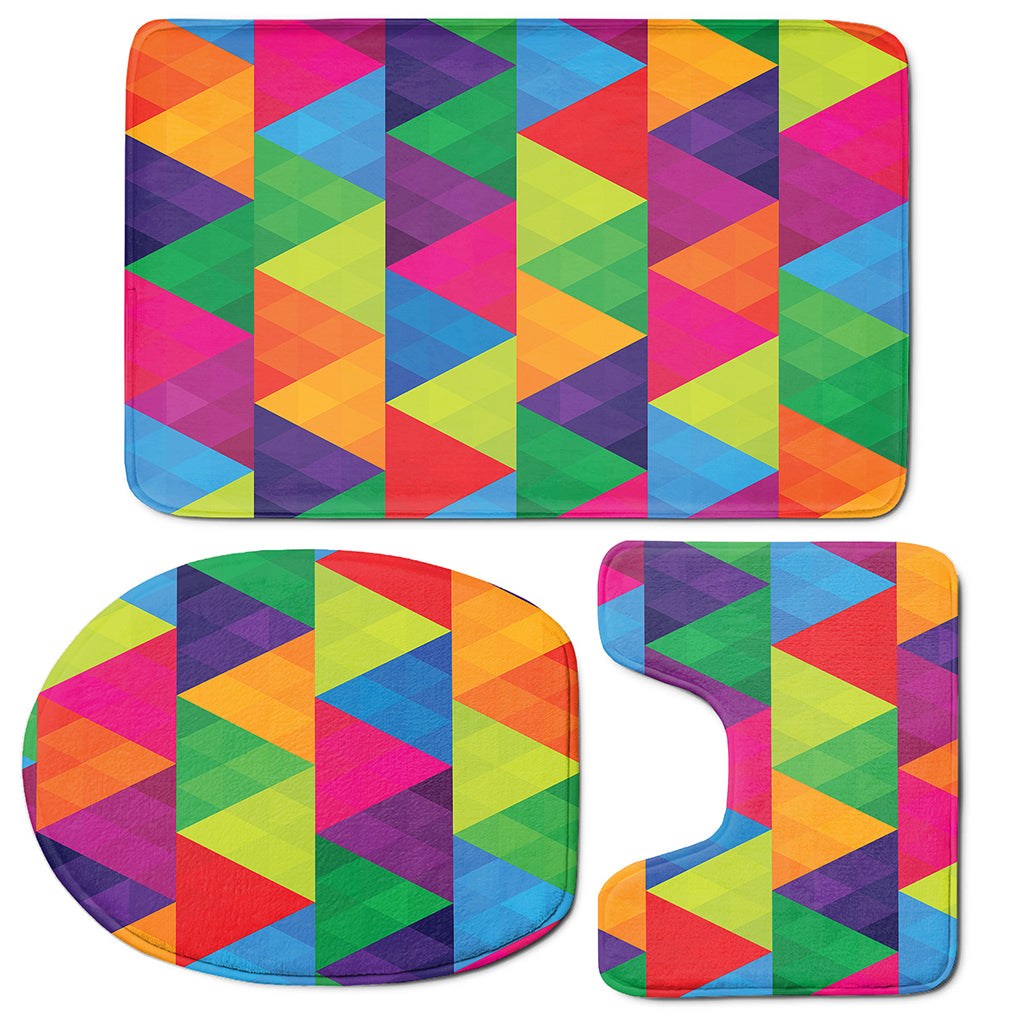 Rainbow Triangles Pattern Print 3 Piece Bath Mat Set