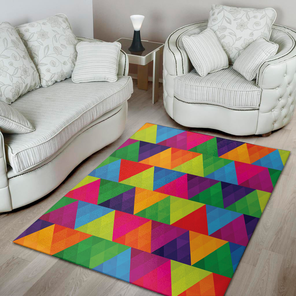 Rainbow Triangles Pattern Print Area Rug