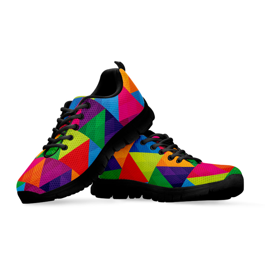 Rainbow Triangles Pattern Print Black Sneakers