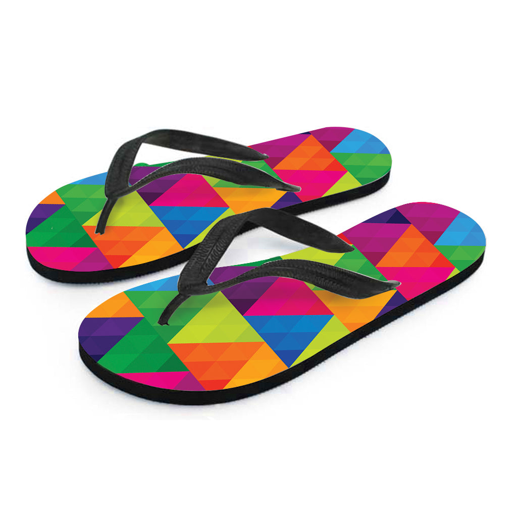 Rainbow Triangles Pattern Print Flip Flops