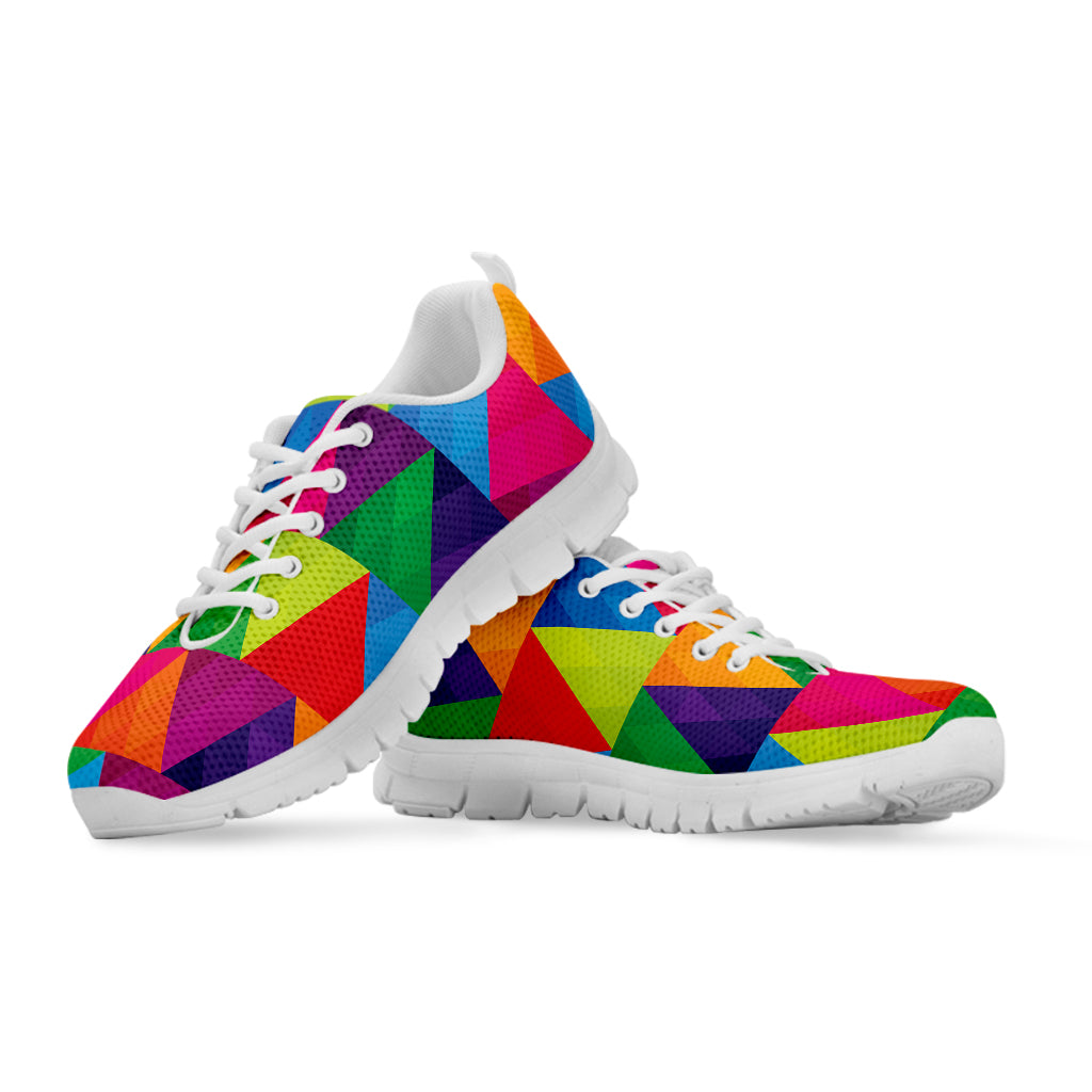 Rainbow Triangles Pattern Print White Sneakers