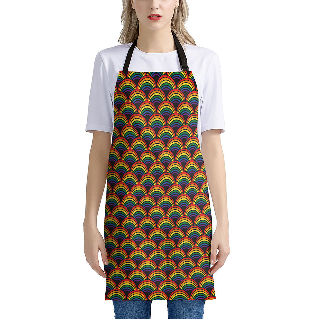 Rainbow Wave Pattern Print Apron