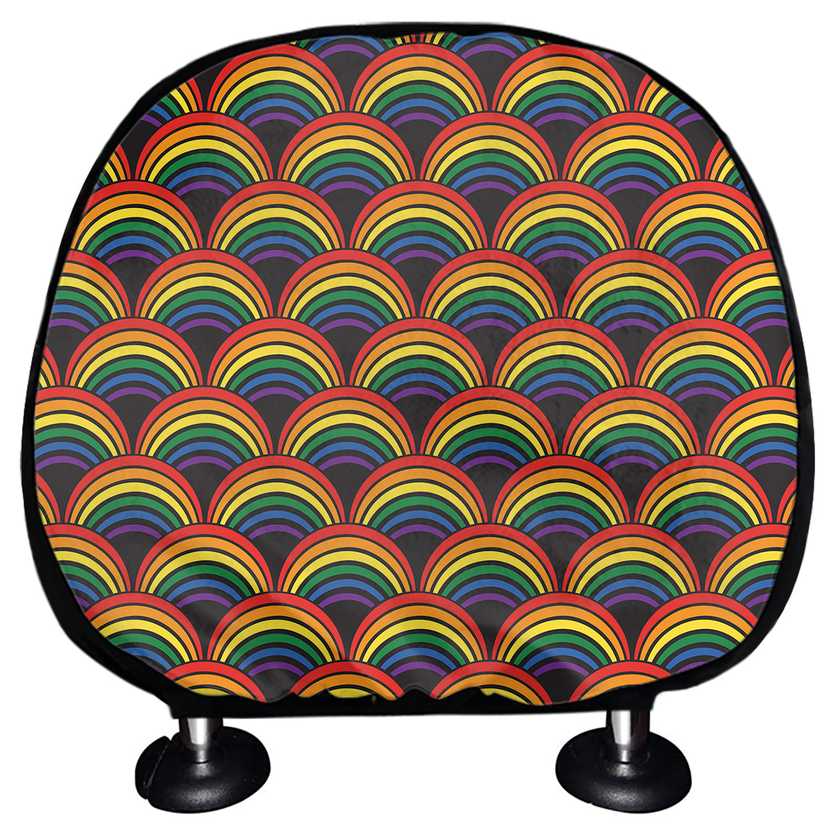 Rainbow Wave Pattern Print Car Headrest Covers
