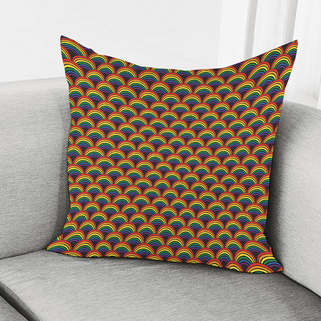 Rainbow Wave Pattern Print Pillow Cover